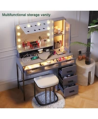 Vlsrka Vanity Desk with Hollywood Mirror and Led Lights