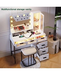 Vlsrka Vanity Desk with Hollywood Mirror and Led Lights