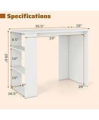 Slickblue Computer Desk with Bookshelf for Small Space Home Office