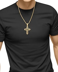 Effy Collection Men's White Diamond (1/20 ct. t.w.) & Brown Diamond (1/3 ct. t.w.) Pendant Necklace in 14k Gold-Plated Sterling Silver