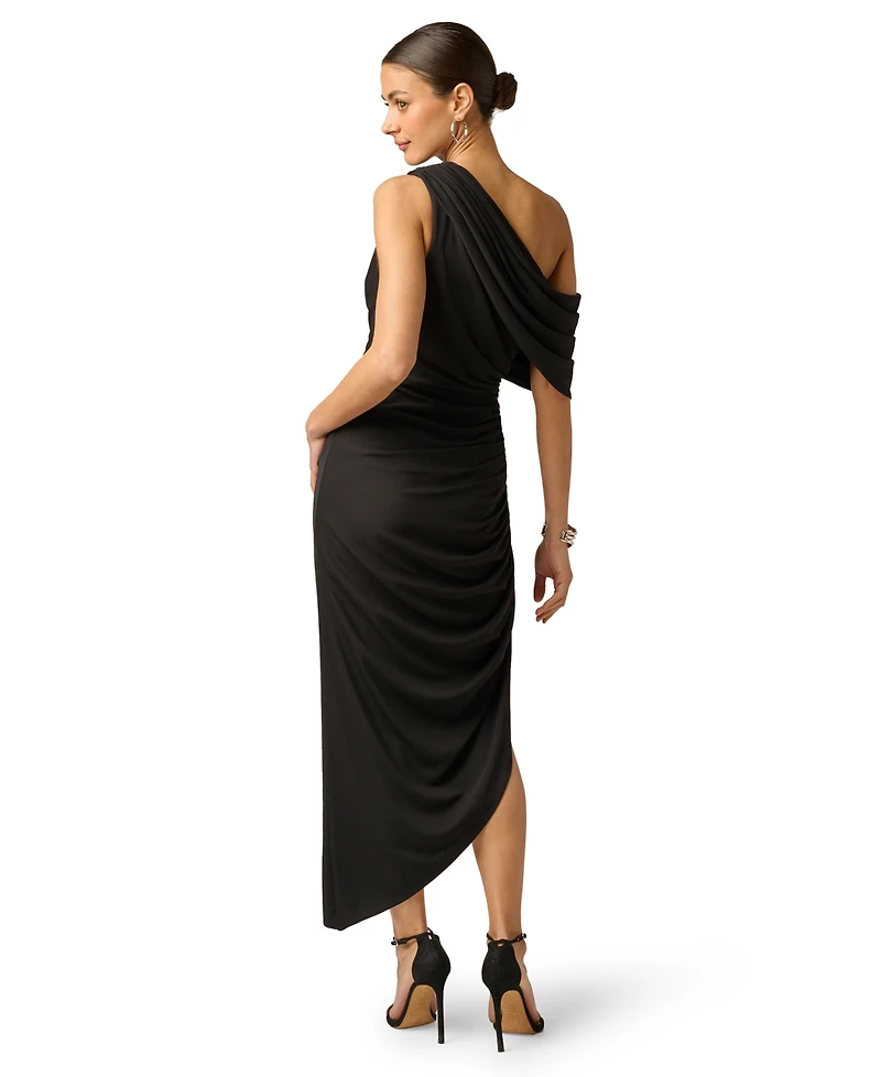Adrianna Women's One Shoulder Ruched Long Dress