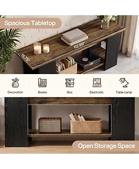 Tribesigns 63" Tv Stand for 55/60/65/70/75-Inch TVs, Farmhouse Entertainment Center with Open Storage Shelves, Long Television Media Console
