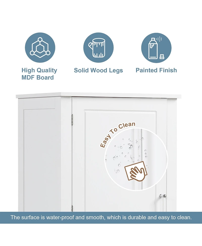 sumyeg Tall Bathroom Storage Cabinet with 2 Drawers and Adjustable Shelf Freestanding Organizer