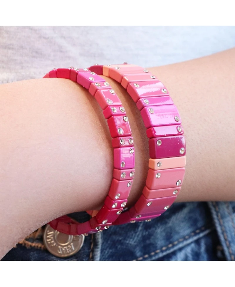 The Lovery Purple Domino Stretch Bracelet 14K Gold-Plated Over Brass millimeters