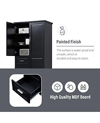 sumyeg Tall Storage Cabinet with Doors and 3 Drawers for Bathroom, Office or Home Organization