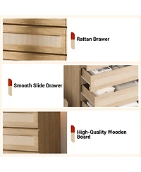 homfan Narrow 8-Drawer Double Dresser Chest, Wood Storage Cabinet for Bedroom, Living Room, Apartment, Corridor