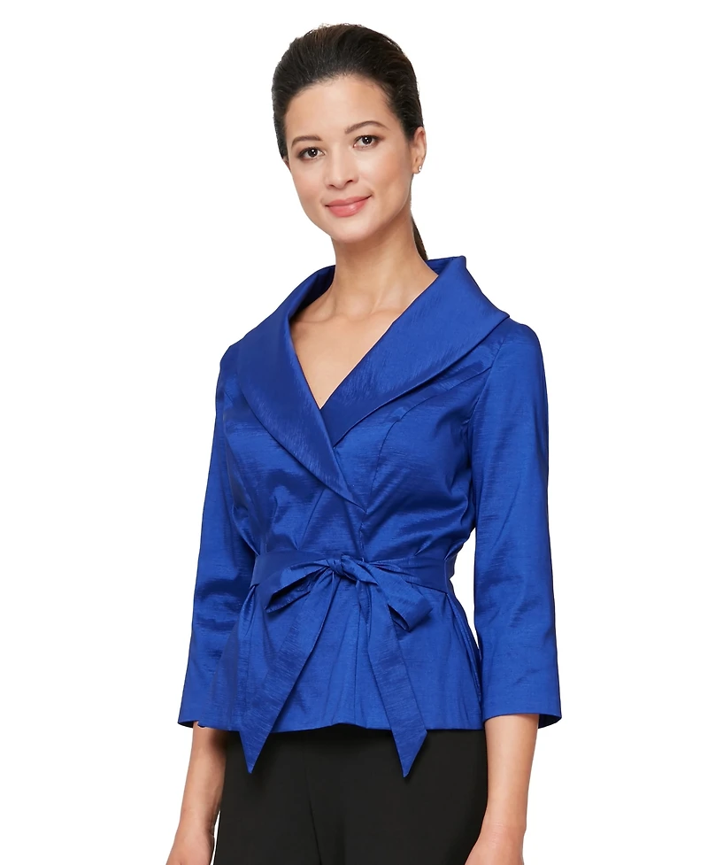 Alex Evenings Tie-Waist Surplice Blouse
