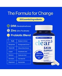 SMNutrition Clear Skin Supplement with Zinc, Dim and Probiotics for Hormone and Gut Support, 60 Count