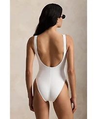 Women's White Scoop Tank One-Piece Swimsuit