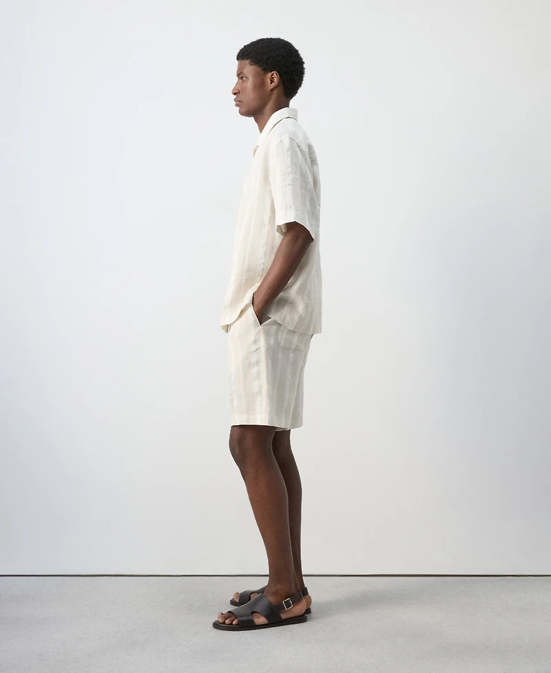 Mango Men's Striped Linen-Blend 8.54" Bermuda Shorts
