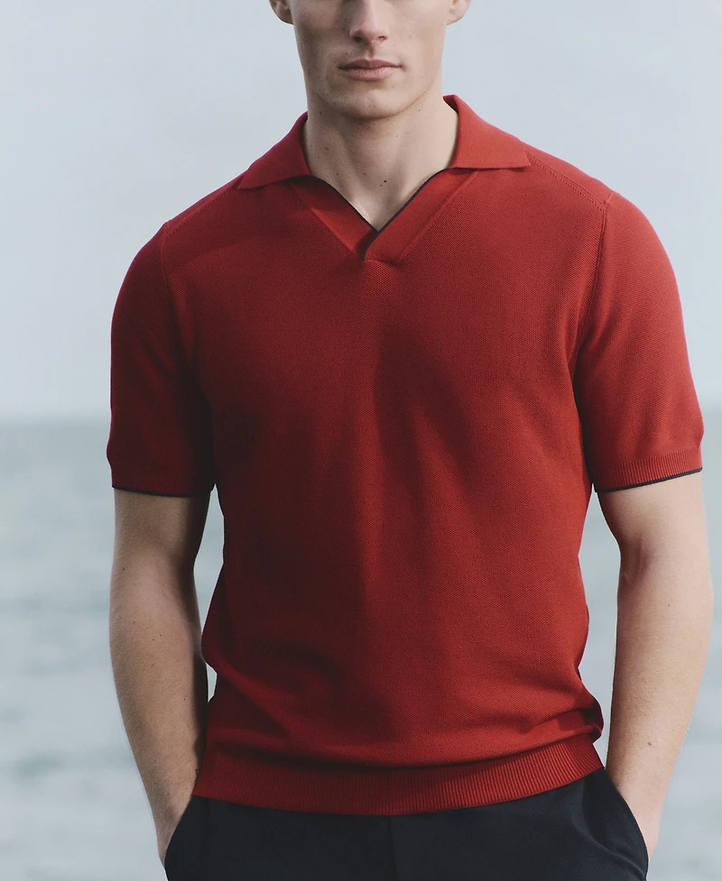 Mango Men's Contrasting Knitted Polo Shirt