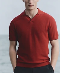 Mango Men's Contrasting Knitted Polo Shirt