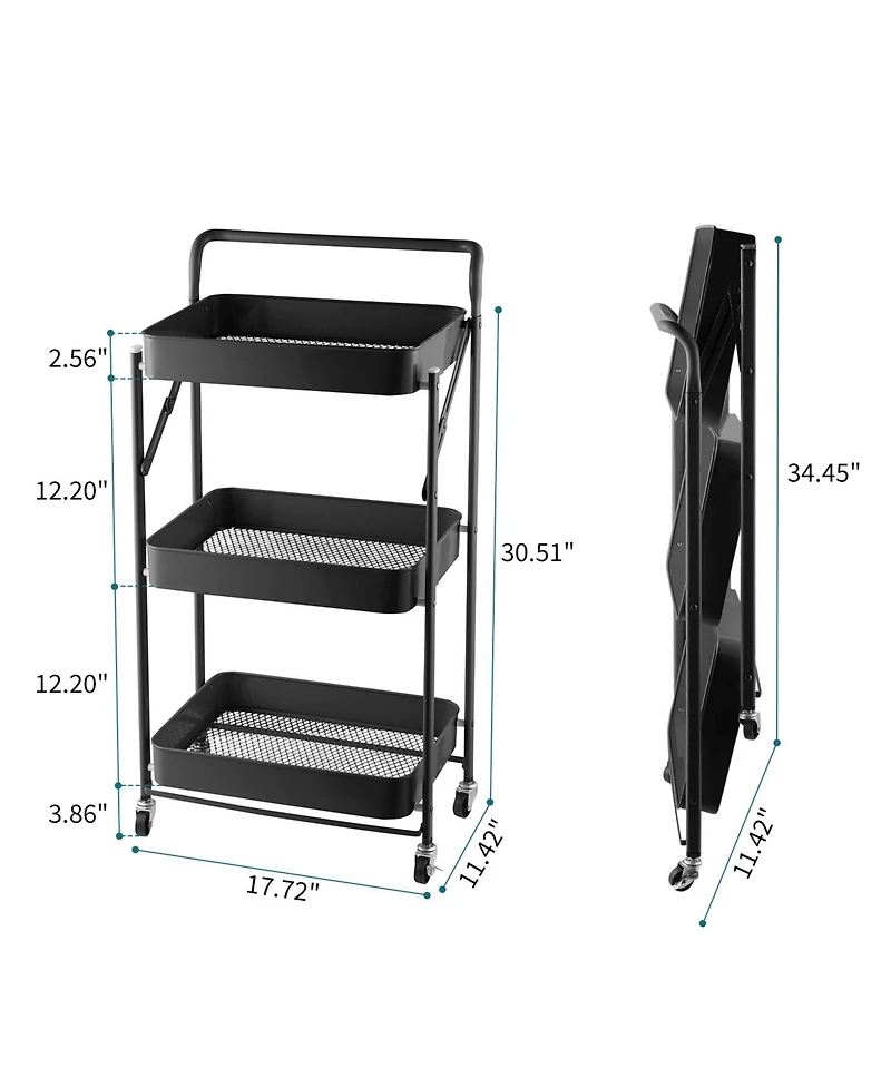 4 tier Rolling Utility Cart with Lockable Wheels