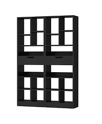 Aheaplus Freestanding 6-Tier Bookshelf with Drawer, 73.6" Decorative Shelf Cube Storage