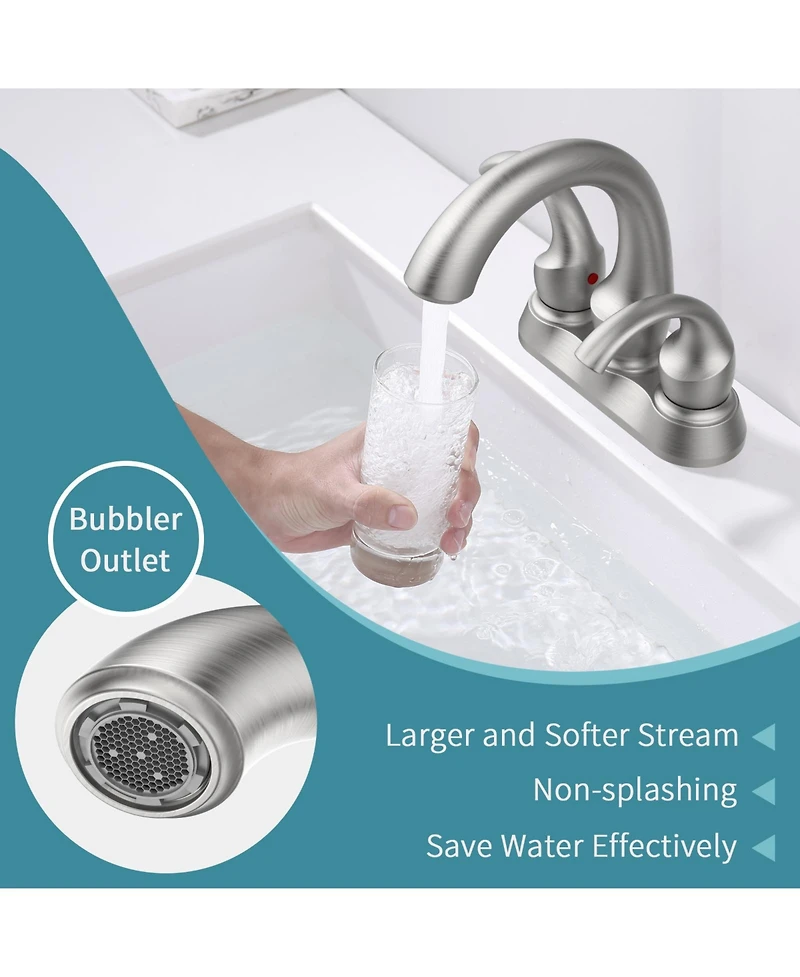 Phying Bathroom Faucet 2-Handle Oil Rubbed Bronze with Aerator, Swan Style 4-inch Centerset Vanity Sink with Pop-Up Drain and Supply Hoses