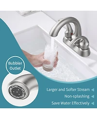 Phying Bathroom Faucet 2-Handle Oil Rubbed Bronze with Aerator, Swan Style 4-inch Centerset Vanity Sink with Pop-Up Drain and Supply Hoses