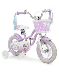 Gymax 12'' Kids Bike w/Training Wheels Hand Coaster Brakes Adjustable Seat Handlebar