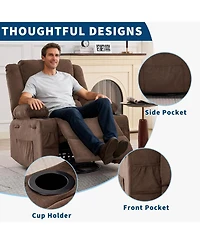 gaomon Wide 360degree(s) Swivel Rocker Recliner for Adults, Cup Holder - Upholstered Deep Seat Linen Lazy Boy Chair for Living Room and Nursery