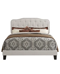 Best Quality Furniture 48.5" Fabric Queen Panel Bed with Linen Upholstery
