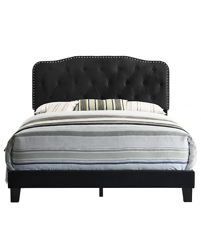 Best Quality Furniture 48" Velvet Full Panel Bed with Upholstery