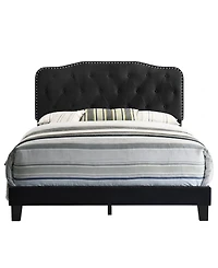 Best Quality Furniture 48" Velvet Full Panel Bed with Upholstery