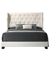 Best Quality Furniture 50" Faux Leather Full Panel Bed with Wing Headboard