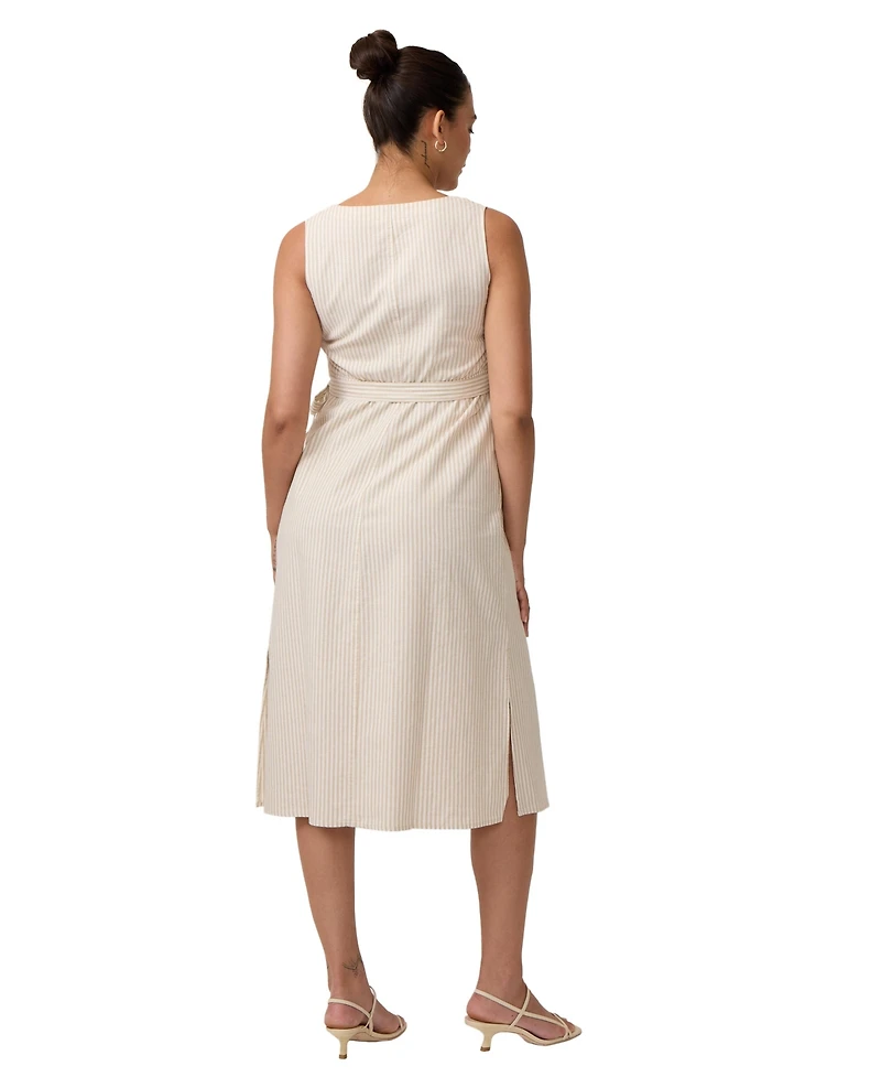 Ingrid + Isabel Maternity Linen Wrap Midi Dress