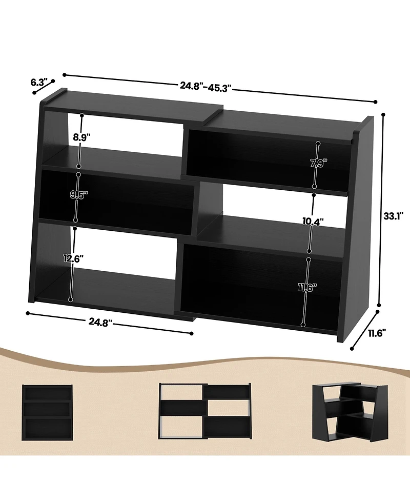 Aheaplus 3-4 Tier Expandable Ladder Shelf, Corner Bookshelf for Small Spaces