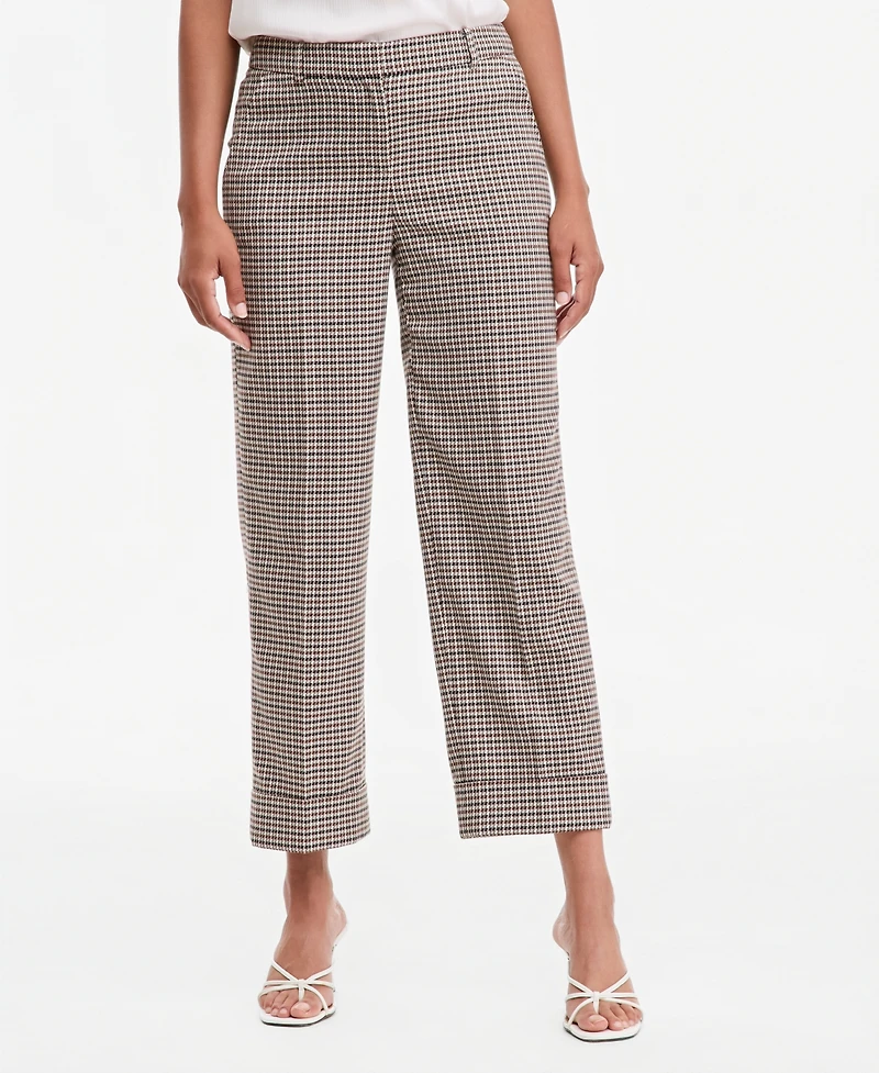 Anne Klein Petite Grace Plaid Ankle Mid-Rise Pants