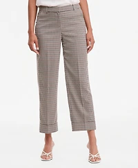 Anne Klein Petite Grace Plaid Ankle Mid-Rise Pants