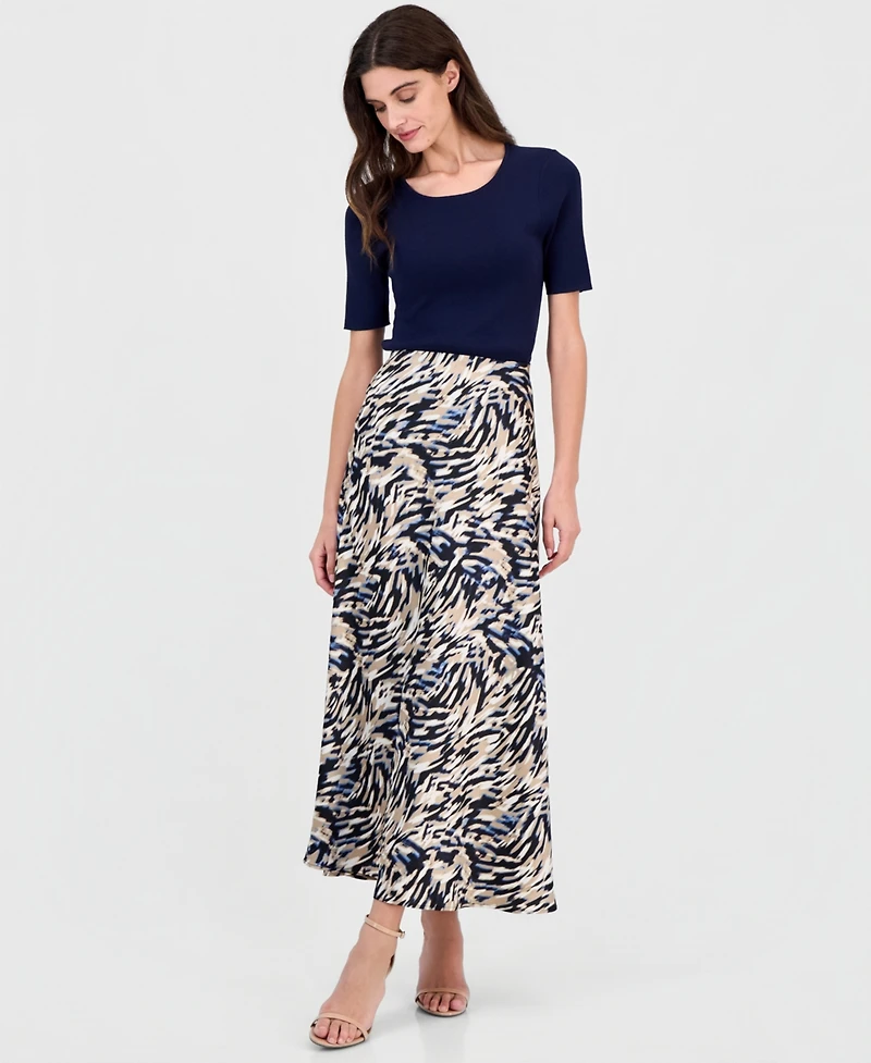 Anne Klein Women's Printed Bias-Cut Maxi Skirt