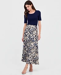 Anne Klein Women's Printed Bias-Cut Maxi Skirt