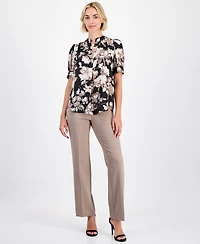 Anne Klein Petite Y-Neck Puff-Sleeve Top
