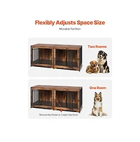 Ruie 75 in Double Dog Crate Furniture Extra Large with Divider 2 Door Cabinet