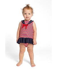 Florence Eiseman Baby Girl Stripe Knit Romper With Sailor Collar