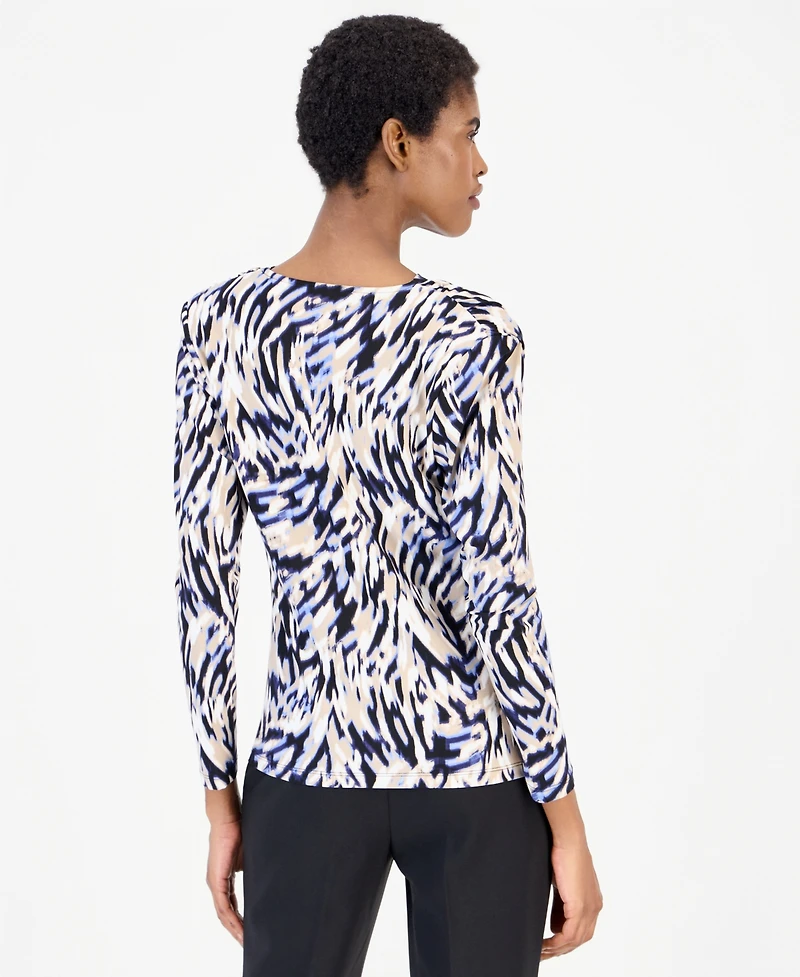 Anne Klein Women's 3Q Cowl-Neck Long-Sleeve Blouse