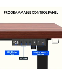 FlexiSpot Electric Height Adjustable Standing Desk Frame with Mahogany Top