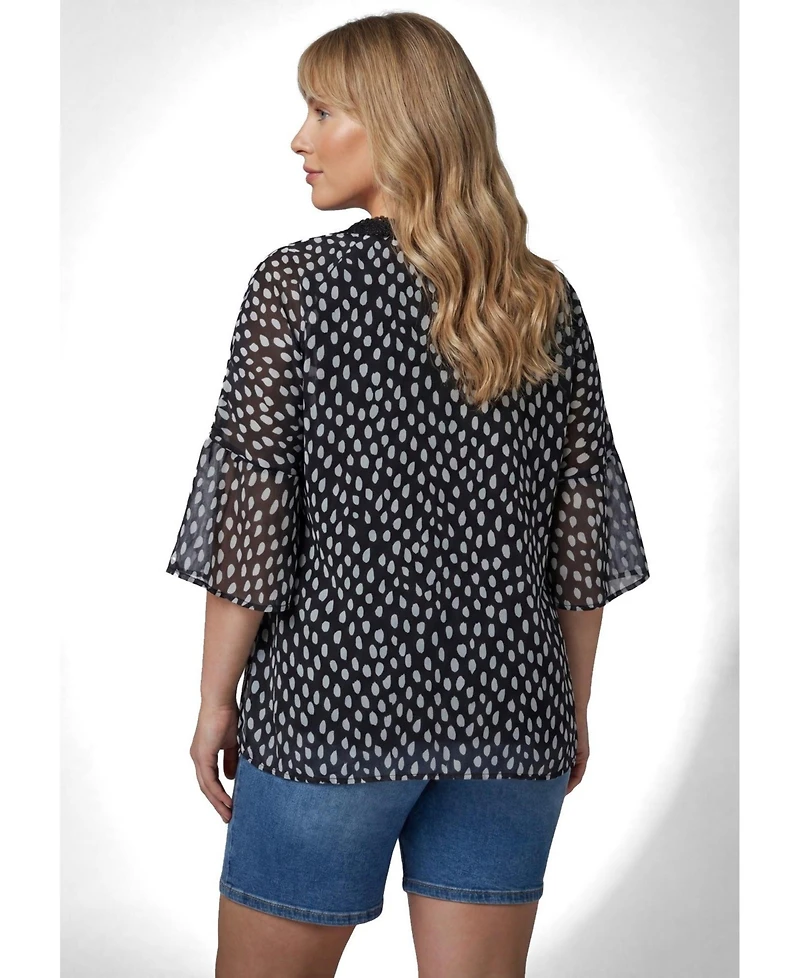 Avenue Plus Crochet Trim Caftan Women's Top