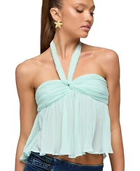 Edikted Women's Pleated Chiffon Babydoll Halter Top