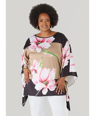 Ashley Stewart Women's Floral Print Satin Tunic