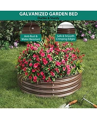 Xo Round Metal Raised Garden Bed 2x1 ft, Galvanized Steel Planter Box, Rubber Edge, Rustproof, Easy Assembly