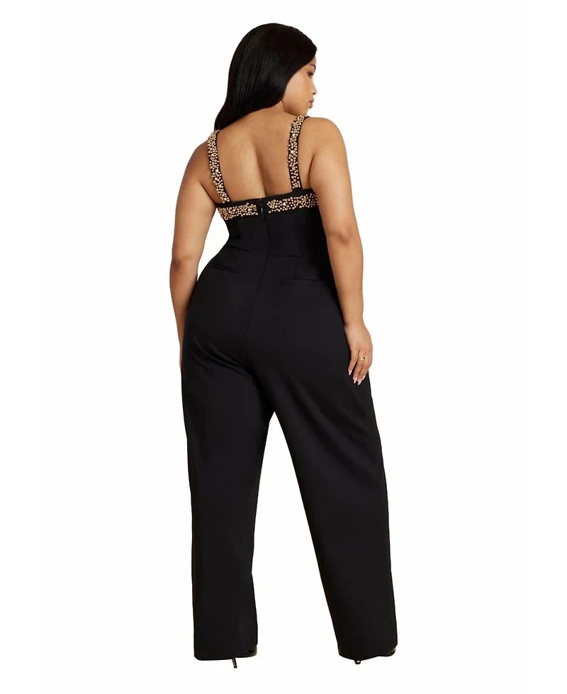 Eloquii Women's Metal Drama Jumpsuit