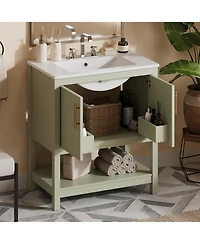 Phying 30 Inch Modern Bathroom Vanity with Ceramic Sink Large Versatile Storage Cabinet Freestanding Stylish Bathroom Furniture