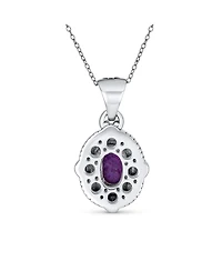 Bling Jewelry Southwest Style Oval Cabochon Multicolor Purple Turquoise Medallion Pendant Necklace Oxidized Sterling Silver