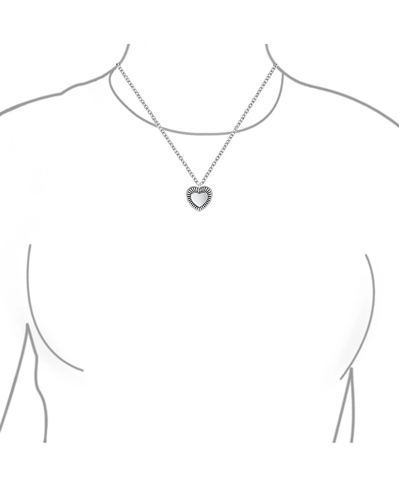 Bling Jewelry Romantic Double Hearts Pendant Necklace Framed Shape Oxidized .925 Sterling Silver Gift