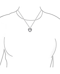 Bling Jewelry Romantic Double Hearts Pendant Necklace Framed Shape Oxidized .925 Sterling Silver Gift