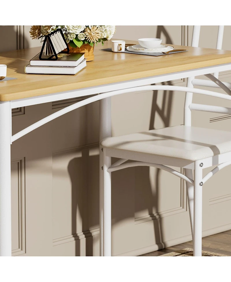 Streamdale Furniture Industrial Dining Table Set with 4 Benches, 43.3 inch
