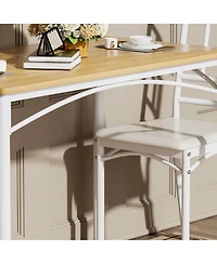 Streamdale Furniture Industrial Dining Table Set with 4 Benches, 43.3 inch