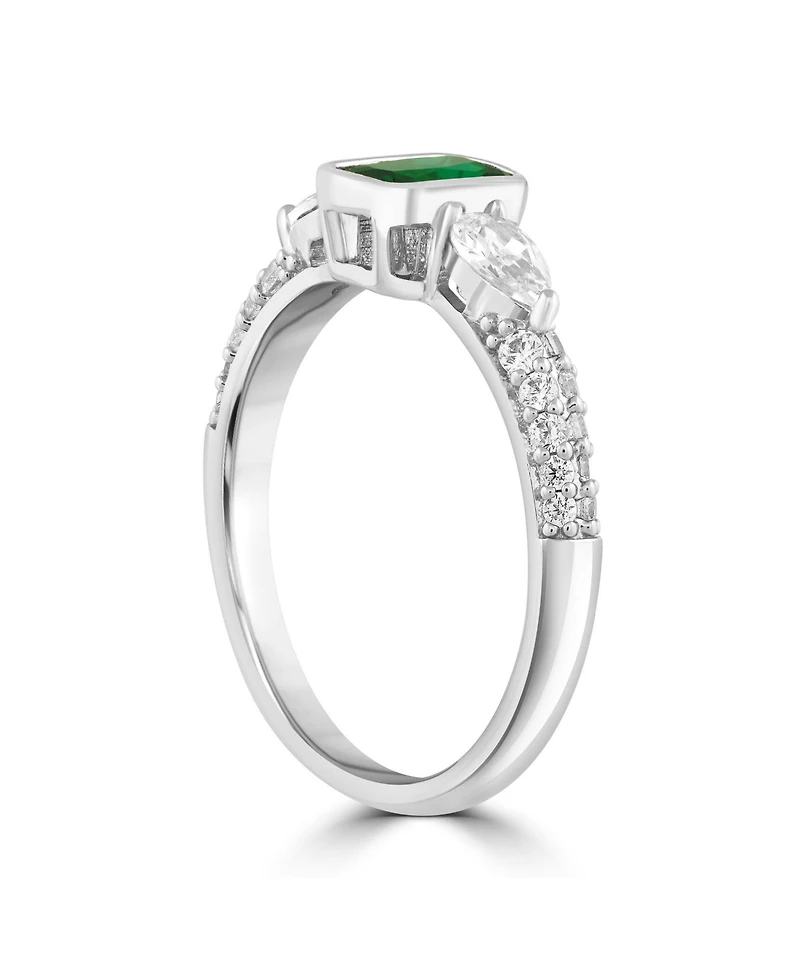 Simona Radiant Bezel-Set Rectangle, Pearshaped Cz Ring