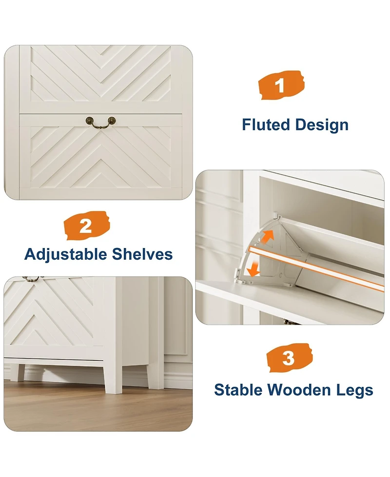 homfan Freestanding Shoe Cabinet with 2 Flip Drawers and Adjustable Shelves, Storage Organizer for Entryway Closet Hallway